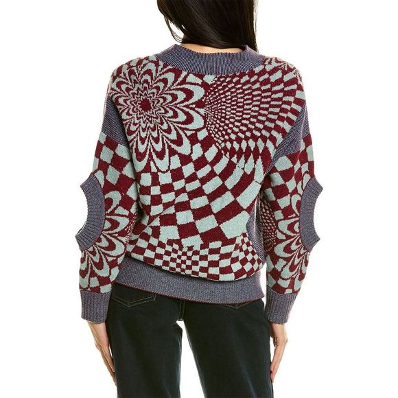 Stella Mccartney Womens  Geometric Wool-Blend Cardigan - Picture 2 of 3